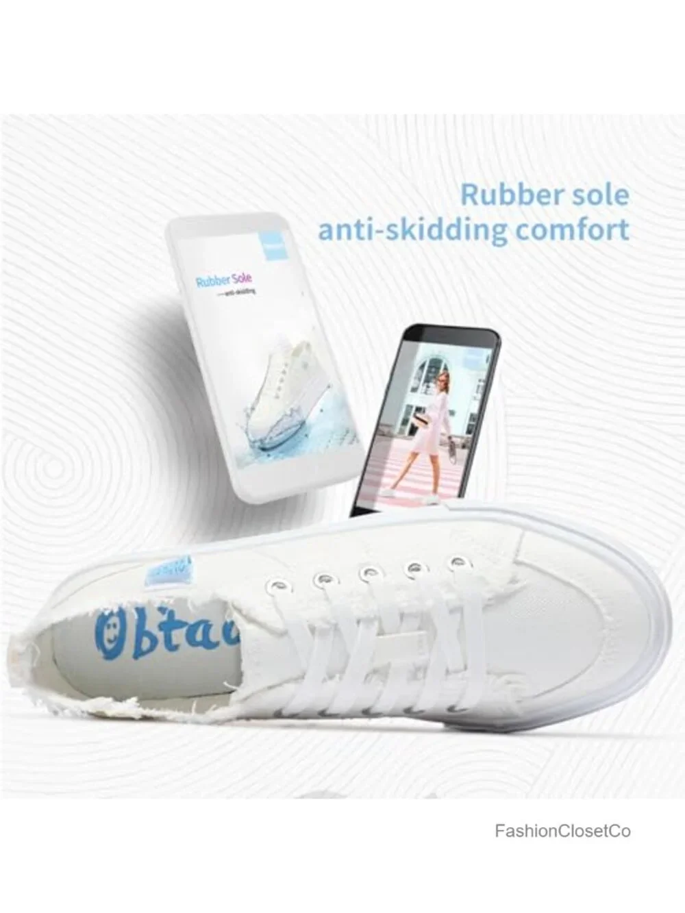 Women's Cotton Canvas Platform Sneakers Lace Up Low Top Walking Shoes